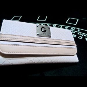 G by guess white wallet trifold slim